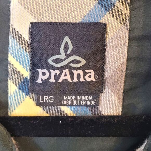 Prana Plaid Button Down Shirt - Blue, Yellow, Black - Picture 3 of 6
